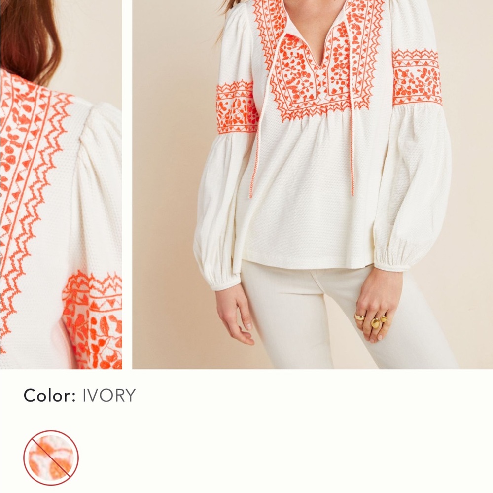Ivory Embroidered Women's Top